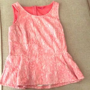 Coral/Pink lace top